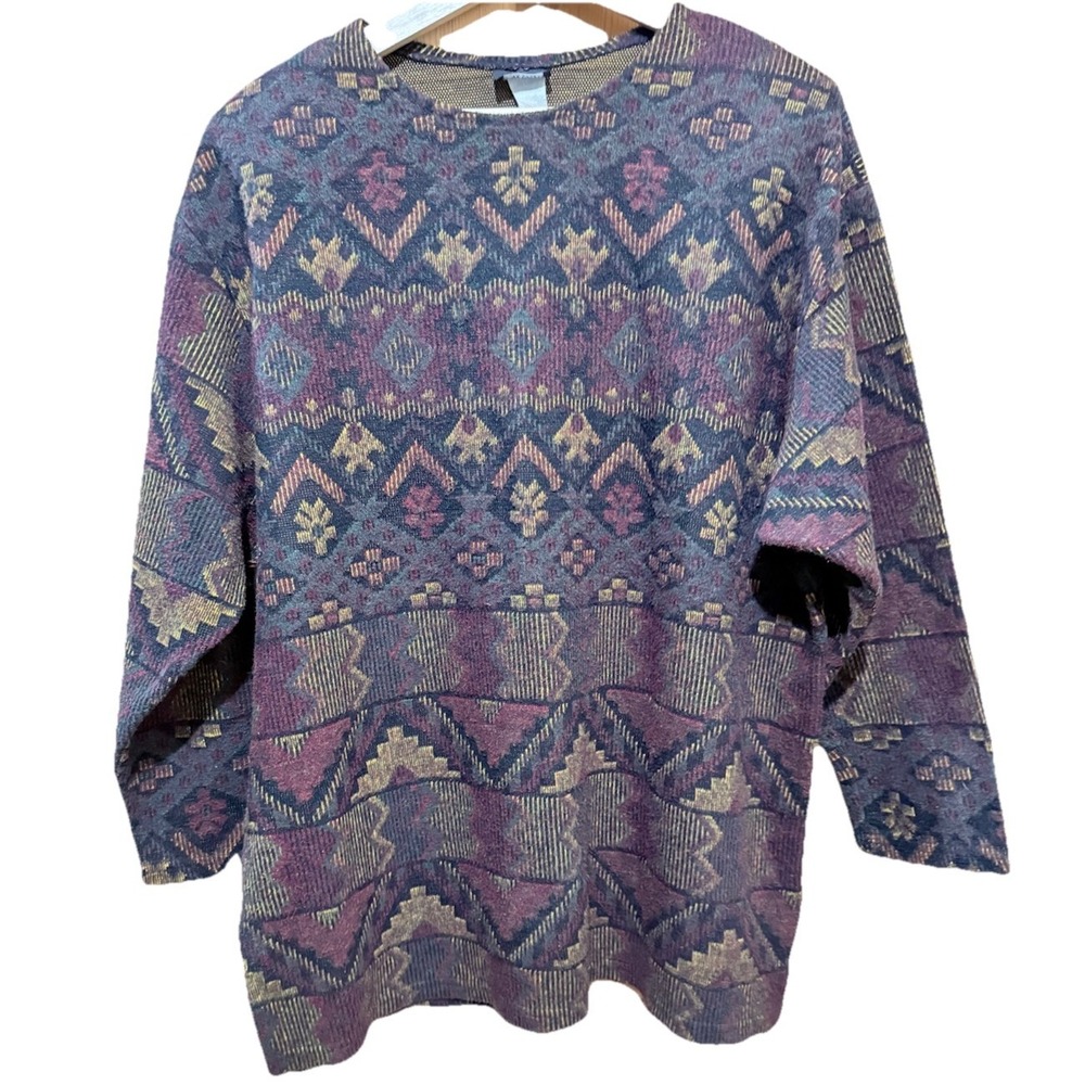 VTG Loom Wear Womens Aztec Sweater Pullover‎ Multi-color Native American USA Med
